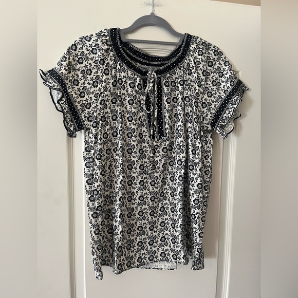 New!Max Studio Floral Black and White Women's Short Sleeve Blouse Various Sizes - Picture 6 of 16